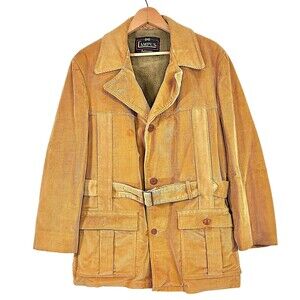Vintage Campus Outerwear Belted Corduroy Lined Coat Men's 42